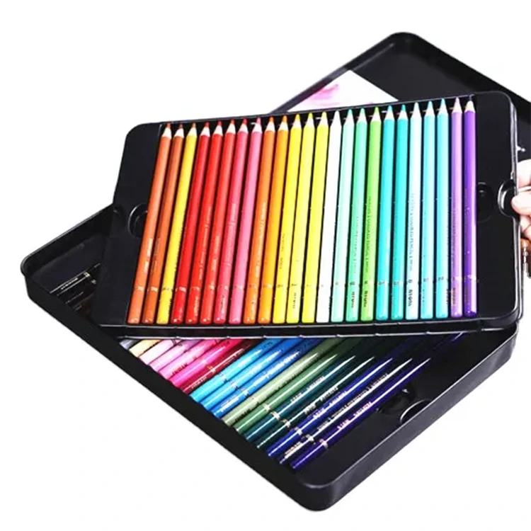 Ensemble de crayons de couleur d'huile de boîte en étain